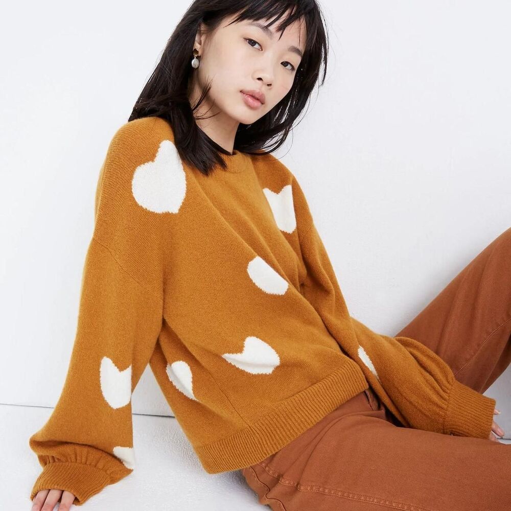 Madewell Heart Dot Balloon Sleeve Pullover Sweater Size XS $98